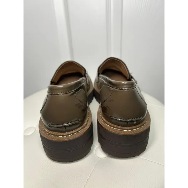 Sam Edelman Laurs Bit Loafer Lug Sole 9M Olive Green Leather Platform Chunky - Image 7