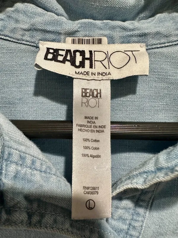 Beach Riot Coramine Oversized Denim Chambray Button Down Shirt L - Image 4