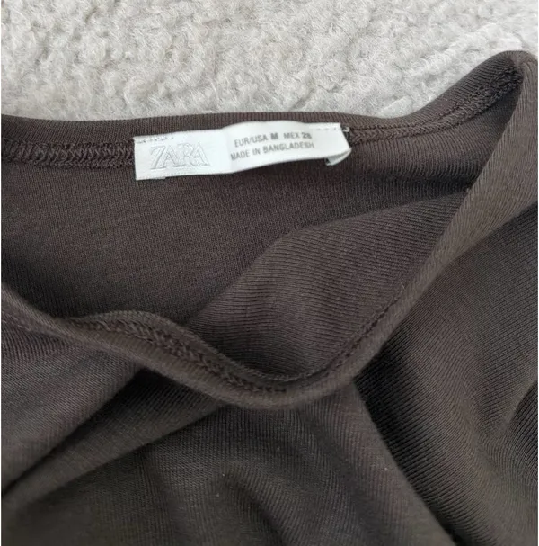 Zara Charcoal Grey Washed Cap Sleeve Crop Top - Image 3