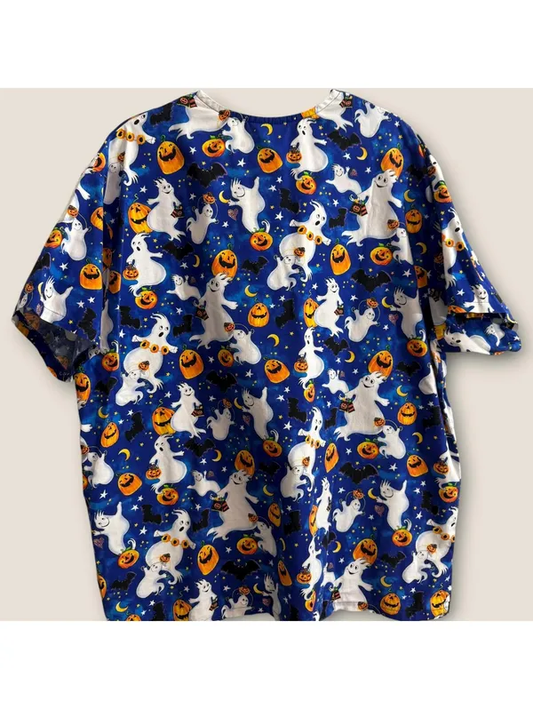 Peaches Uniform Women's Scrub Top Size XL Halloween V-Neck - Image 6