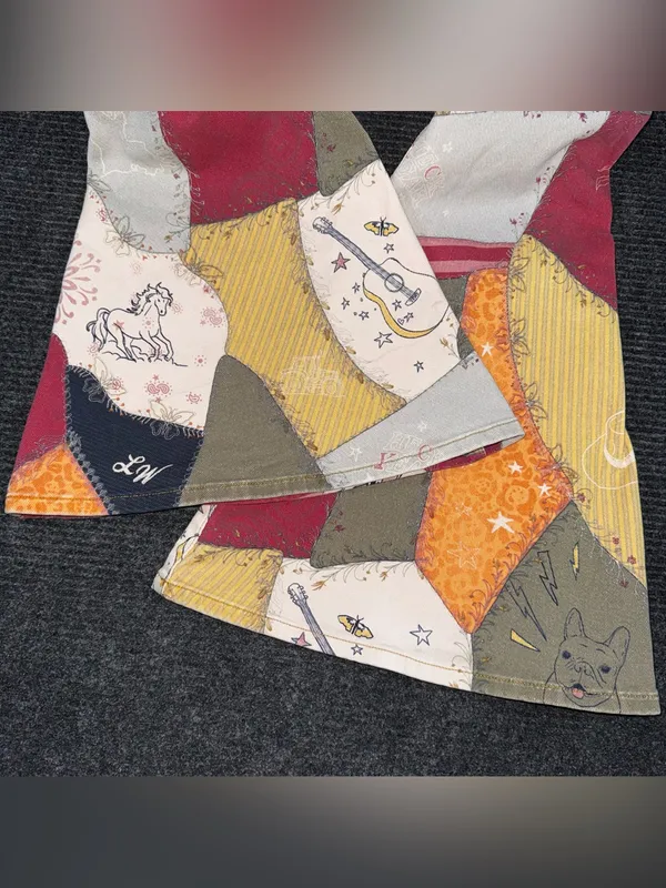 RARE Wrangler x Lainey Wilson Patchwork Sundown Flare Jeans Bell Bottoms 27x32 - Image 8