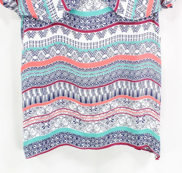 ELLA MOSS Blue Coral Cold Shoulder Boho Medallion Blouse - Image 6