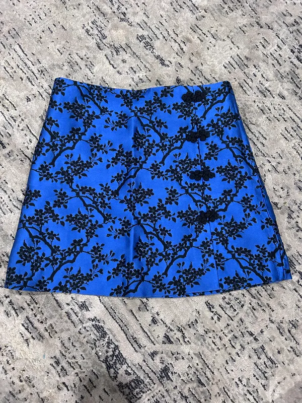 Blue Floral Mini Skirt - Image 2