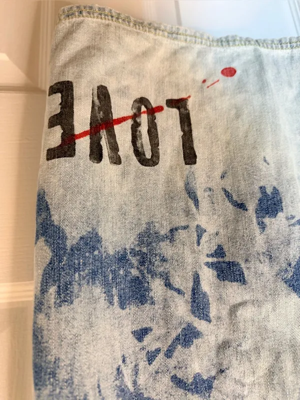 American Eagle Outfitters Blue Denim Slip Dress with 'Love' Detail - Image 4