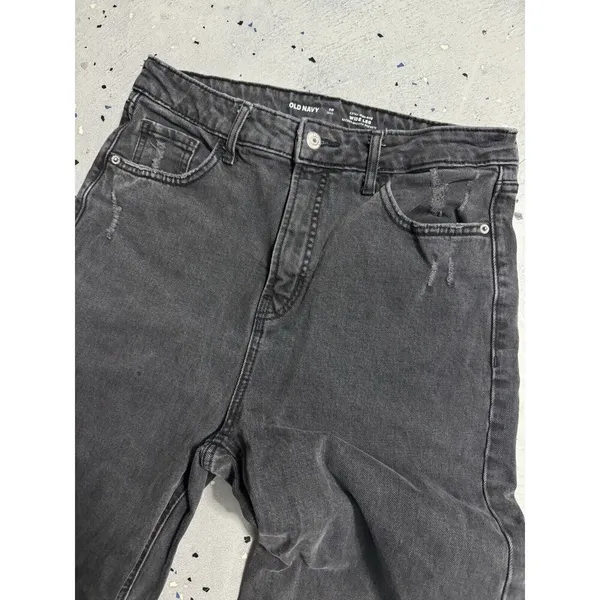 Old Navy Extra High Rise Wide Leg Distressed Black Jeans Women’s Size 10 Tall - Image 3