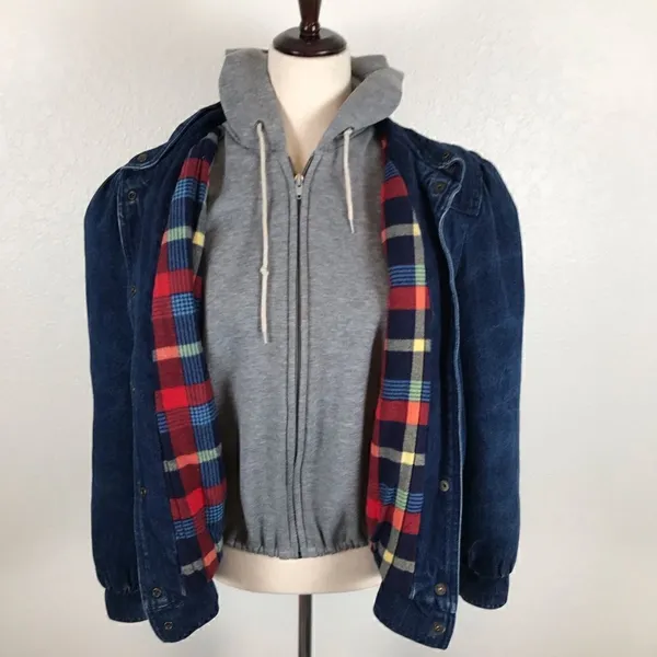 Vintage Dawn 90s denim jacket with built-in hoodie L‎ - Image 9