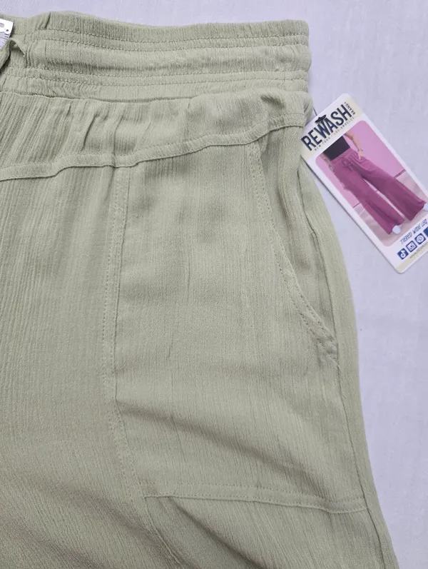 Rewash Tiered Wide-Leg Drawstring Pants in Light Olive Green Size XL - Image 10