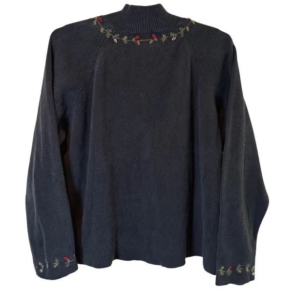 Woolrich Full Zip Sweater‎ Embroidered Christmas Mock Neck Knit Size Large - Image 6