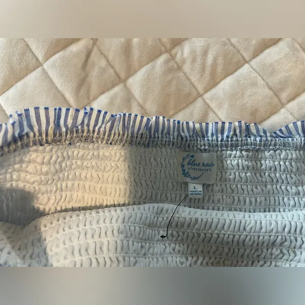 Francesca’s Blue and white stripped skirt with gold accents - Image 3