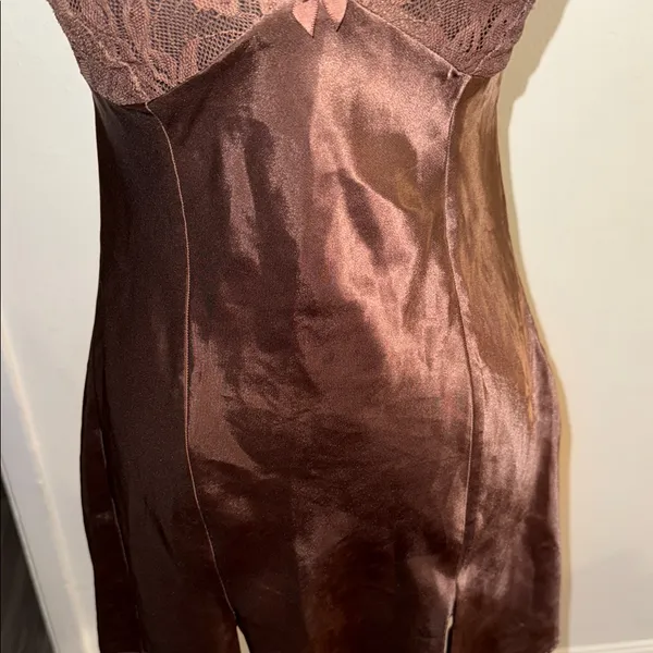 Frederick's of Hollywood Elegant Brown Lace Trim Nightgown - Image 6
