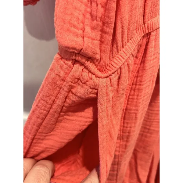 Knox Rose Womens Large Coral Pink Gauze Boho Romper Tassel Tie Ruffle Sleeve L‎ - Image 5
