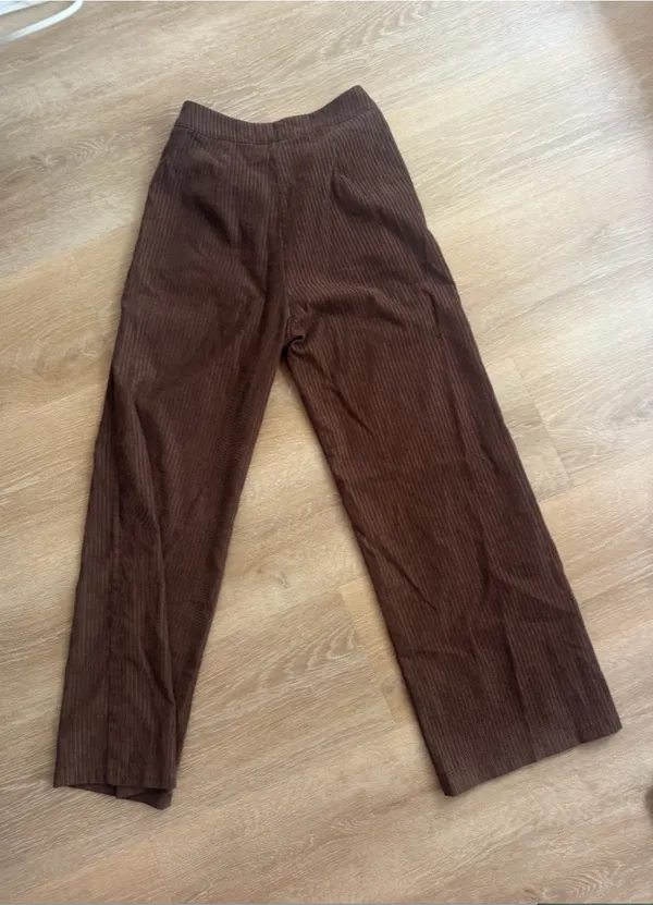 SHEIN Brown Ribbed High-Waisted Wide-Leg Pants Size M / US 6 - Image 8