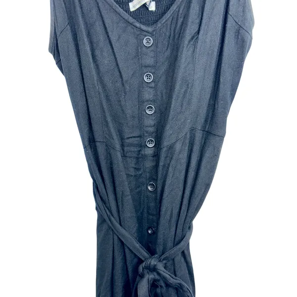 Abercrombie & Fitch Black Button Tie Waist Sleeveless Midi Dress Womens Size M - Image 6