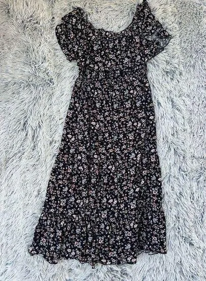 Hudson Gray Black Floral Dress Size Medium‎ Tiered Flowy Prairie - Image 2