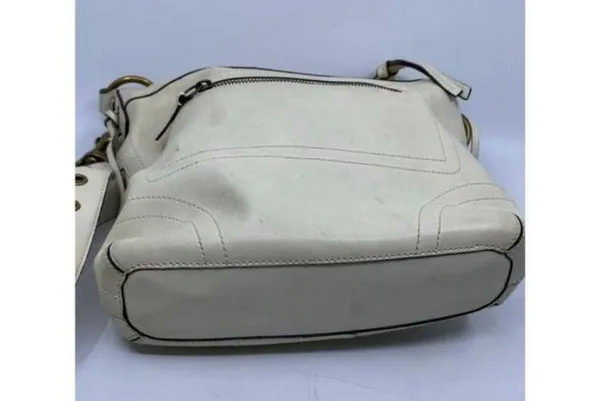coach medium w adjustable strap white leather cros - Image 6