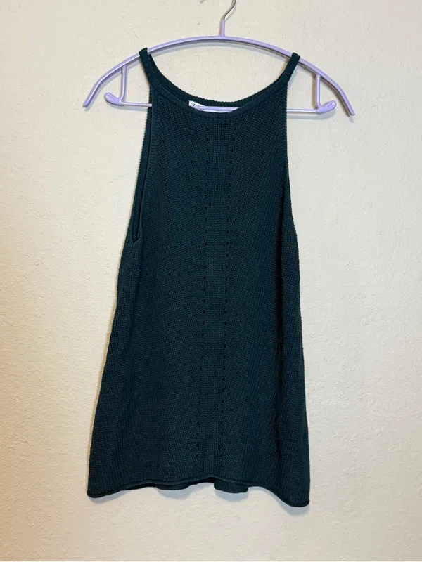 Zara knit tank top Green Size‎ Medium - Image 2