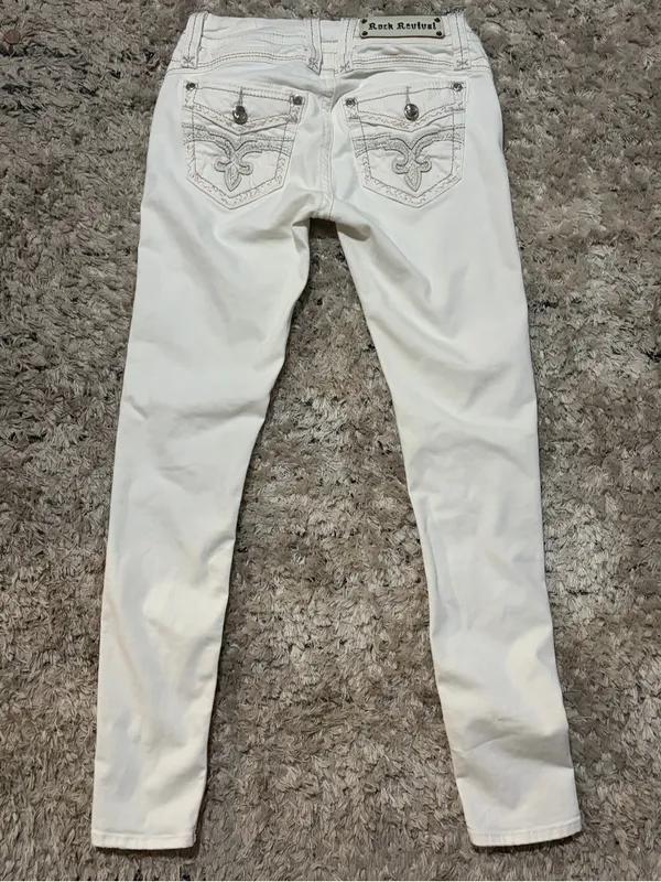 Rock Revival White Women's Skinny Jeans size 26 - Image 8