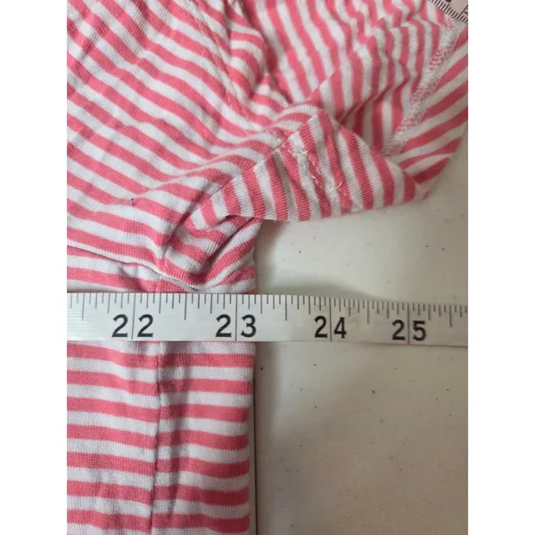 Tommy Bahama Women’s Medium Pink White Stripe Short Sleeve Flowy Shirt - Image 6