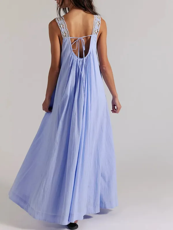 Free People To The Moon Maxi Dress in Poplin Blue NWT - Image 2