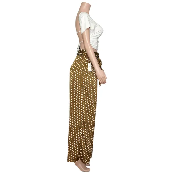 ELLIATT Bronte Polka Dot Wide Leg Pants, Caramel, XS - Image 10