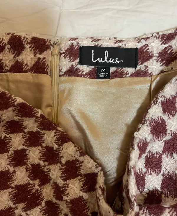 Lulus Burgundy and White Skirt - Image 3