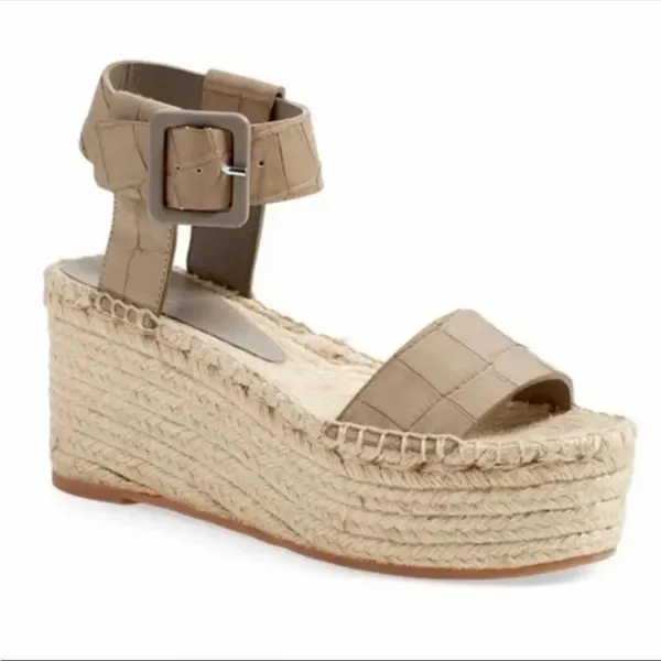 Vince Abby Croc Espadrille Platform Sandals Taupe Summer Bohemian Chic size 9 - Image 2
