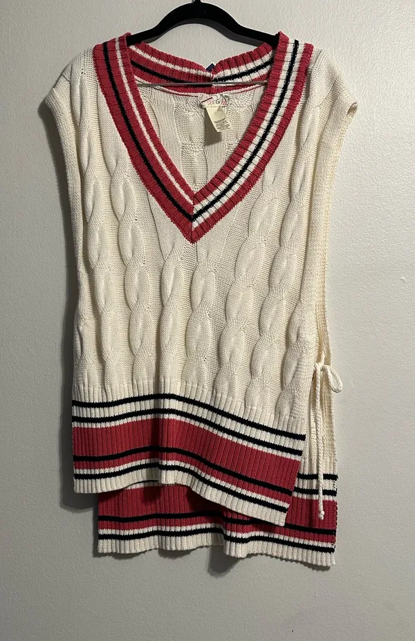 Free People Coastal Prep Poncho Vest Cable Knit - Image 2
