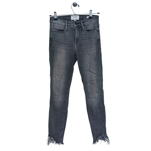 FRAME Womens Le High Skinny Raw Hem Jeans Size 25 Gray Punk Edgy Skater Grunge - Image 2