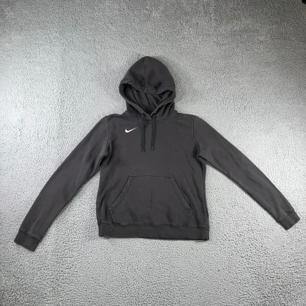 Nike Hoodie Women M Faded Black Pullover Swoosh Logo Activewear Grunge‎ Outdoor - Image 2