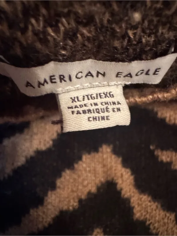 American Eagle Oversized Zebra Stripe Crewneck Wool Blend Sweater - Size XL - Image 3