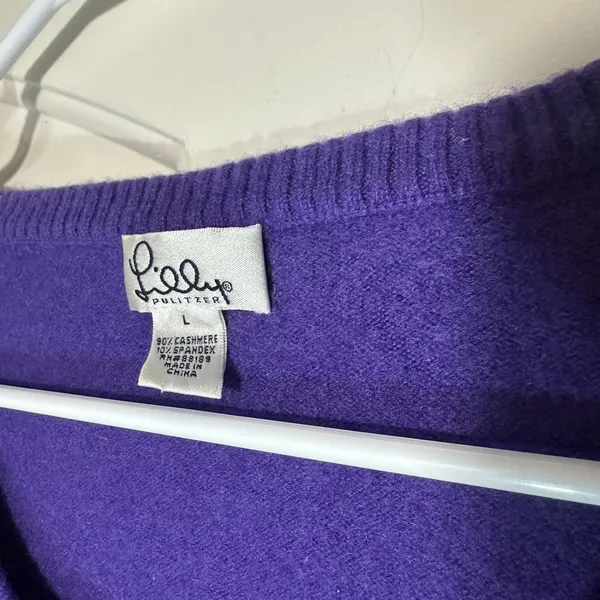Lilly Pulitzer Sweater Vest Womens Large Purple Cashmere Blend‎ Scoop Neck Knit - Image 2