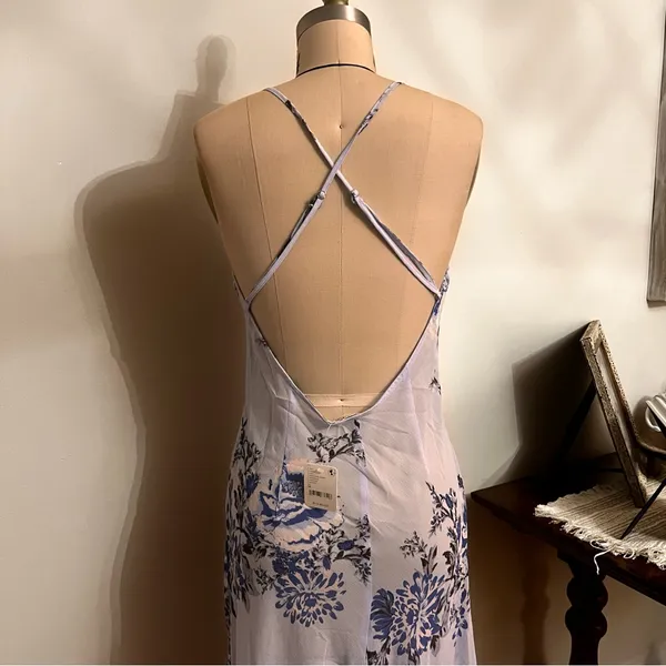 Free People Blue Getting Out Midi Slip Dress Size Medium - Image 9