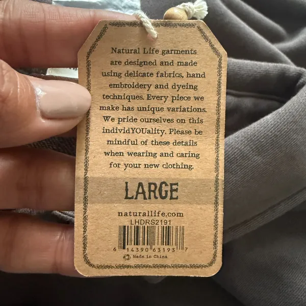 Natural Life Sylvan Sweatshirt Dress Charcoal Tiered Button Down Long Sleeve L - Image 6
