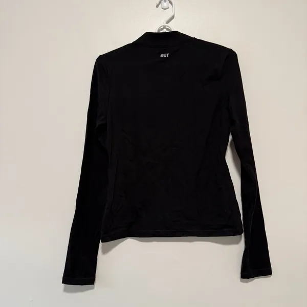 Set Active‎ Black Sportbody Sporty Warm Up Full Zip Athletic Jacket Size Medium - Image 5