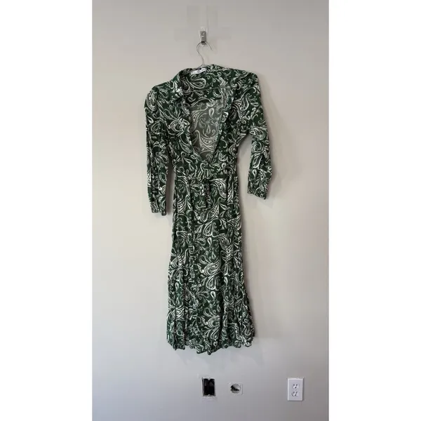 Mango Women's Ethnic Motifs Print Shirt Midi Dress Long Sleeve Size 4 Small 2734 - Image 4