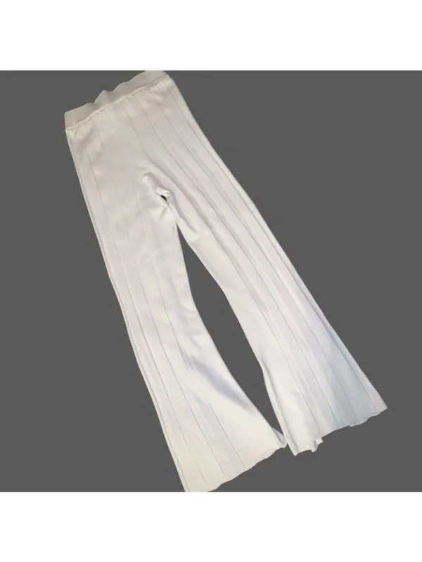 Anthropologie Daily Practice Flare Knit Stretch Sweater Pants/Trousers White S - Image 3