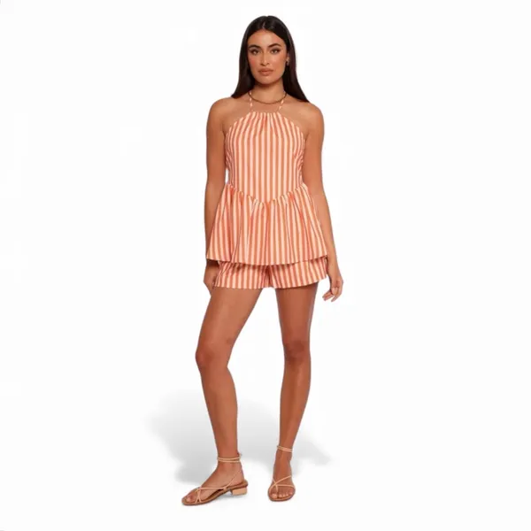 Petal & Pup Valencia Stripe Halter Top Size Medium Orange Pink - Image 11