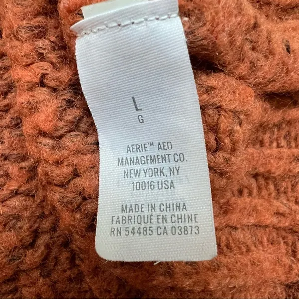 Aerie Fair Isle Knit Sweater Rust Orange Neutral Ivory Earth Cottagecore Large - Image 10