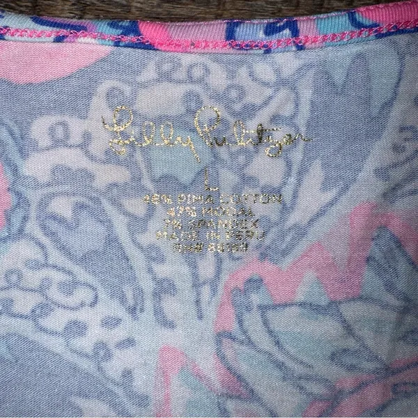 Lilly Pulitzer Pink and Blue Long Sleeve Cut Out Blouse - Image 9