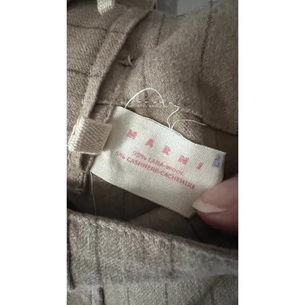MARNI pinstripe Cargo Suspender Overall Sz 44 / 8 Pecan Vanilla Cashmere‎ Wool - Image 7