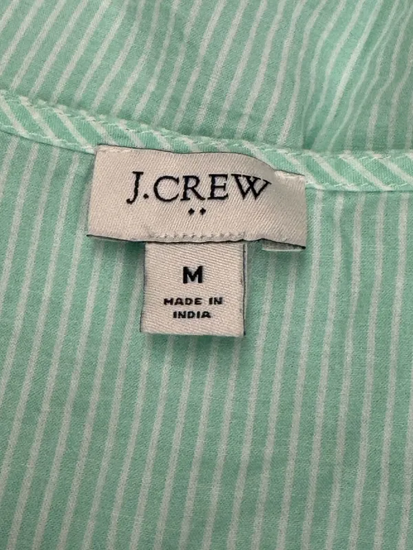 J. Crew Pinstripe Green White Blouse Top Women’s Medium - Image 4