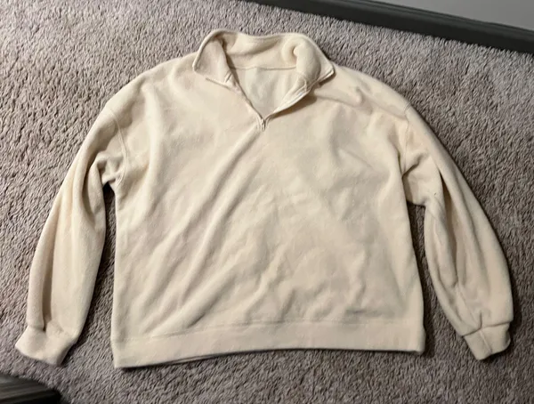 Pullover Fuzzy Quarter Zip Tan Size XL - Image 2