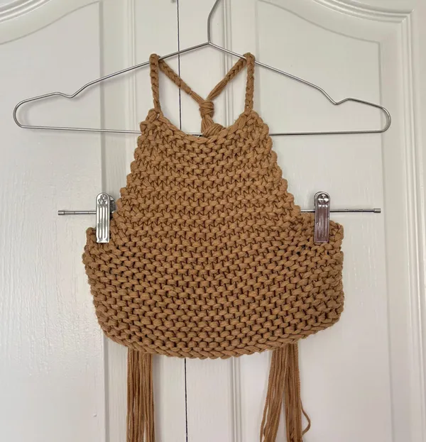 Brown Woven Crop Top Size XS - Image 2