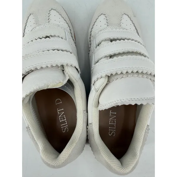 Silent D Seena Sneakers Women 8 White Leather Triple Strap Scalloped Retro - Image 5