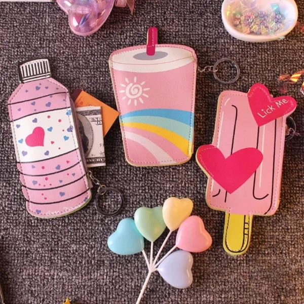 Cute Pink Cup Keychain Coinpurse - Image 2