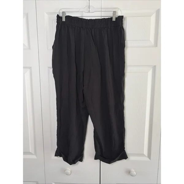 Halara High Waisted Cuffed Crop Pants Womens Size L Black New Flex - Image 2