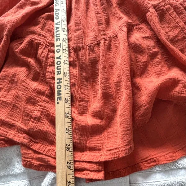 ASOS Orange Off Shoulder Mini Dress Size 14 Boho Peasant Tiered Dress - Image 5