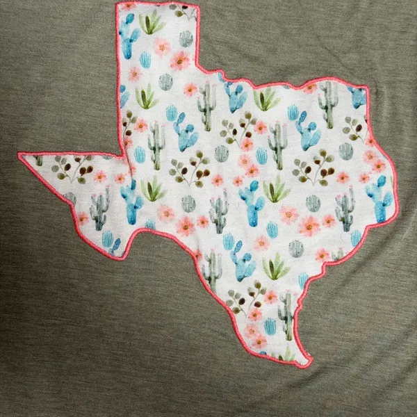 Southern Grace Texas Tee XL | Floral Cactus Texas Shirt | Gray Short Sleeve - Image 2