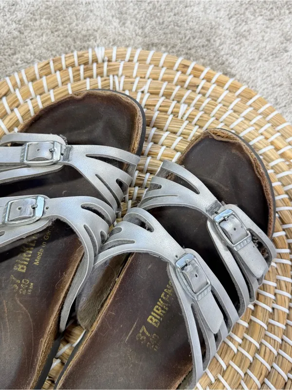 Birkenstock Women’s Granada Nubuck Leather Sandals in Metallic Silver 37/US 6.5 - Image 10