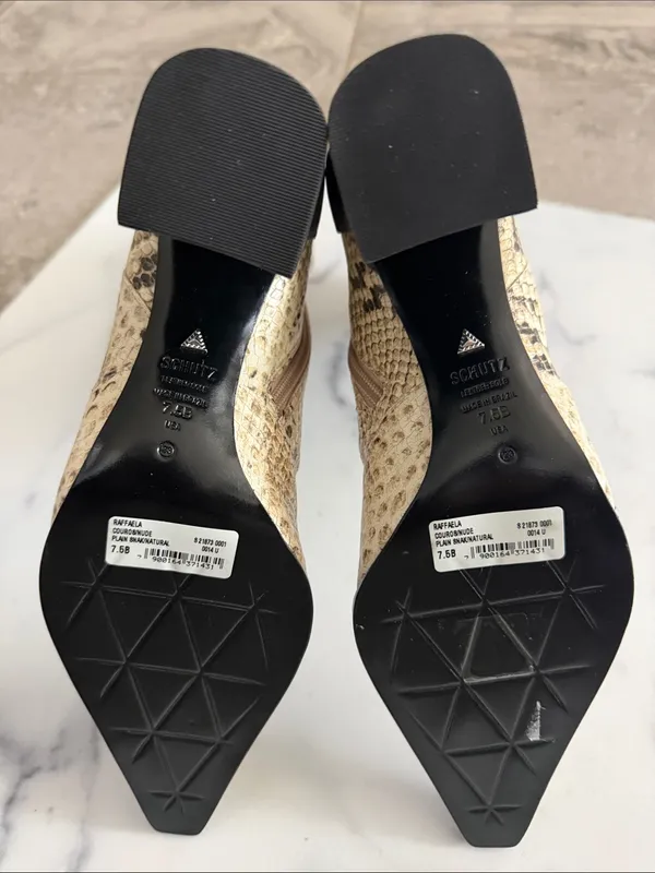 SCHUTZ Raffaela Snake-Embossed Ankle Booties w/Black Block Heel, Size 7.5, NWT - Image 6